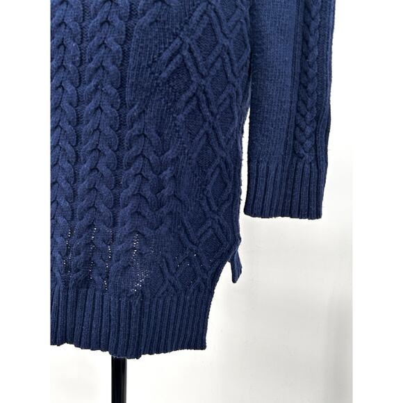 Vintage Y2K BCBG Cable Knit Sweater Dress Womens Euro Turtleneck Navy Blue Small - Picture 7 of 10